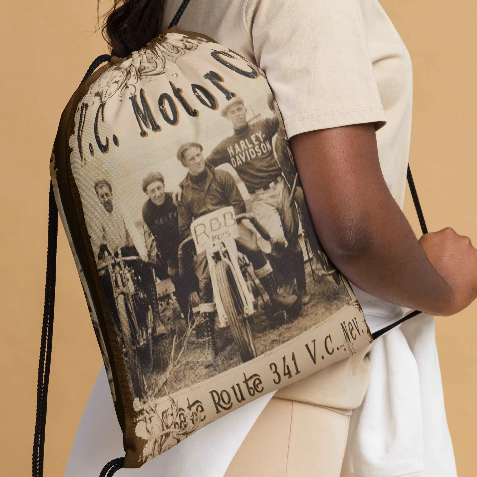 1920' Motorcycle Club Drawstring Take-Everywhere Bag