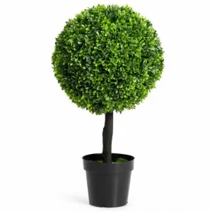 24" Artificial Boxwood Topiary Decorative Ball Tree