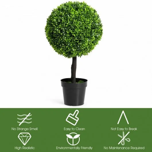 24" Artificial Boxwood Topiary Decorative Ball Tree