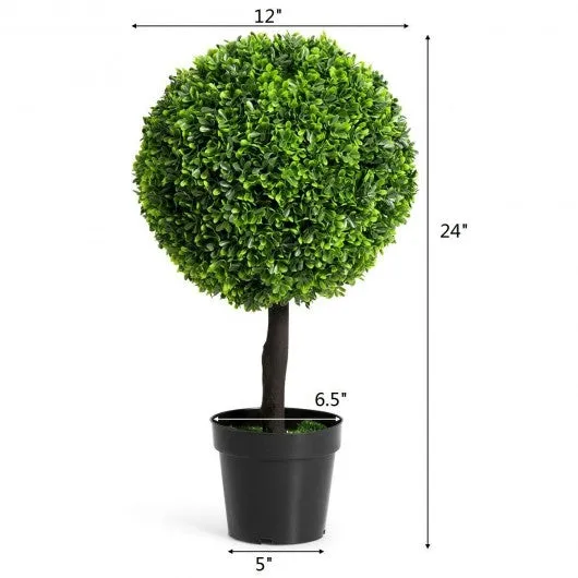 24" Artificial Boxwood Topiary Decorative Ball Tree