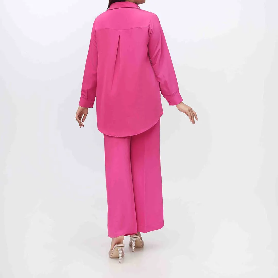 2PC- Embellished Grip Silk Shirt With Trouser PW3093