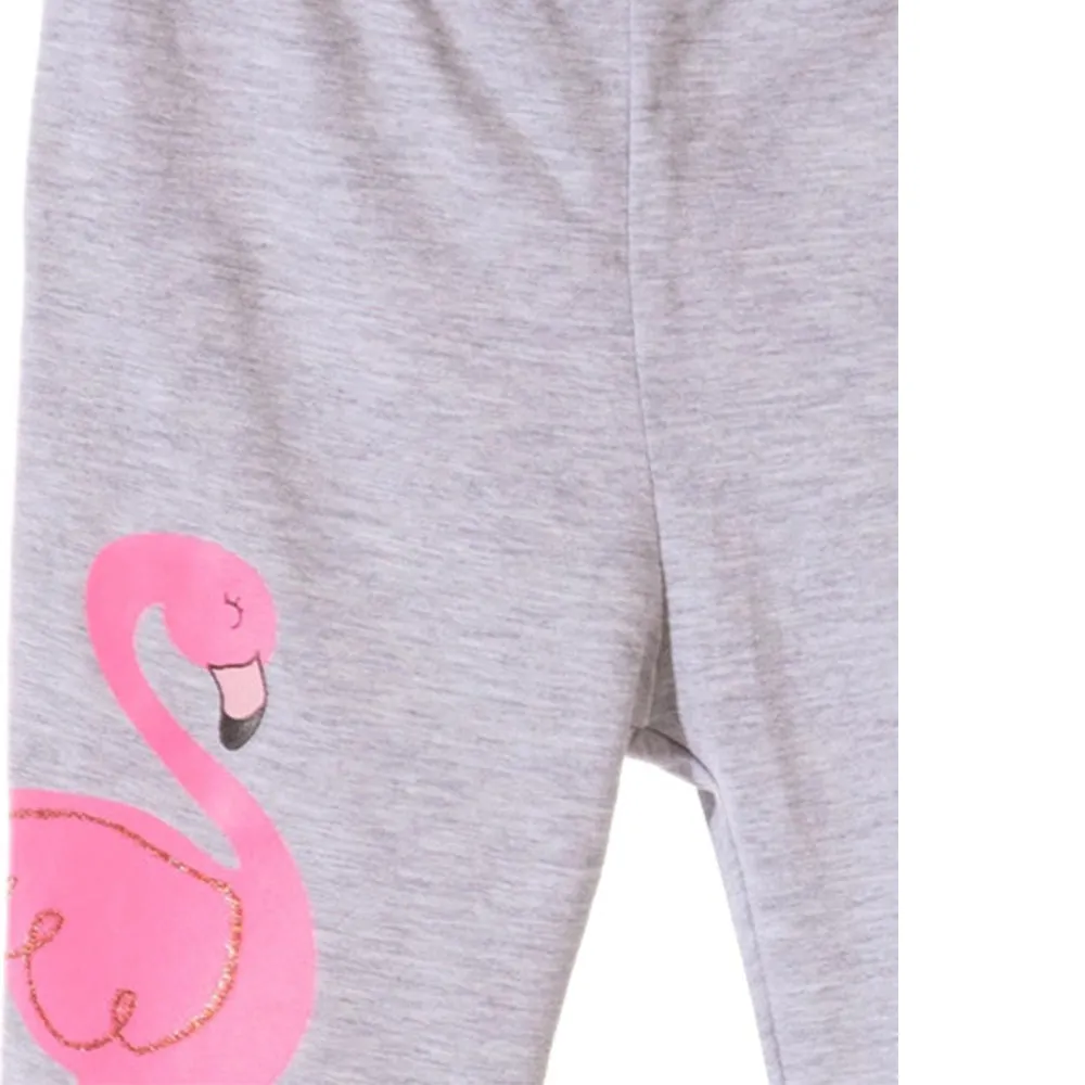 5.10.15 Flamingo Print Light Grey Capri Legging 11389