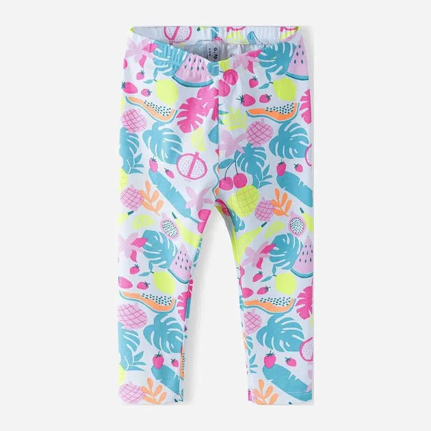 5.10.15 Fruits & Leaves Print Under Frock Capri White Legging 11385