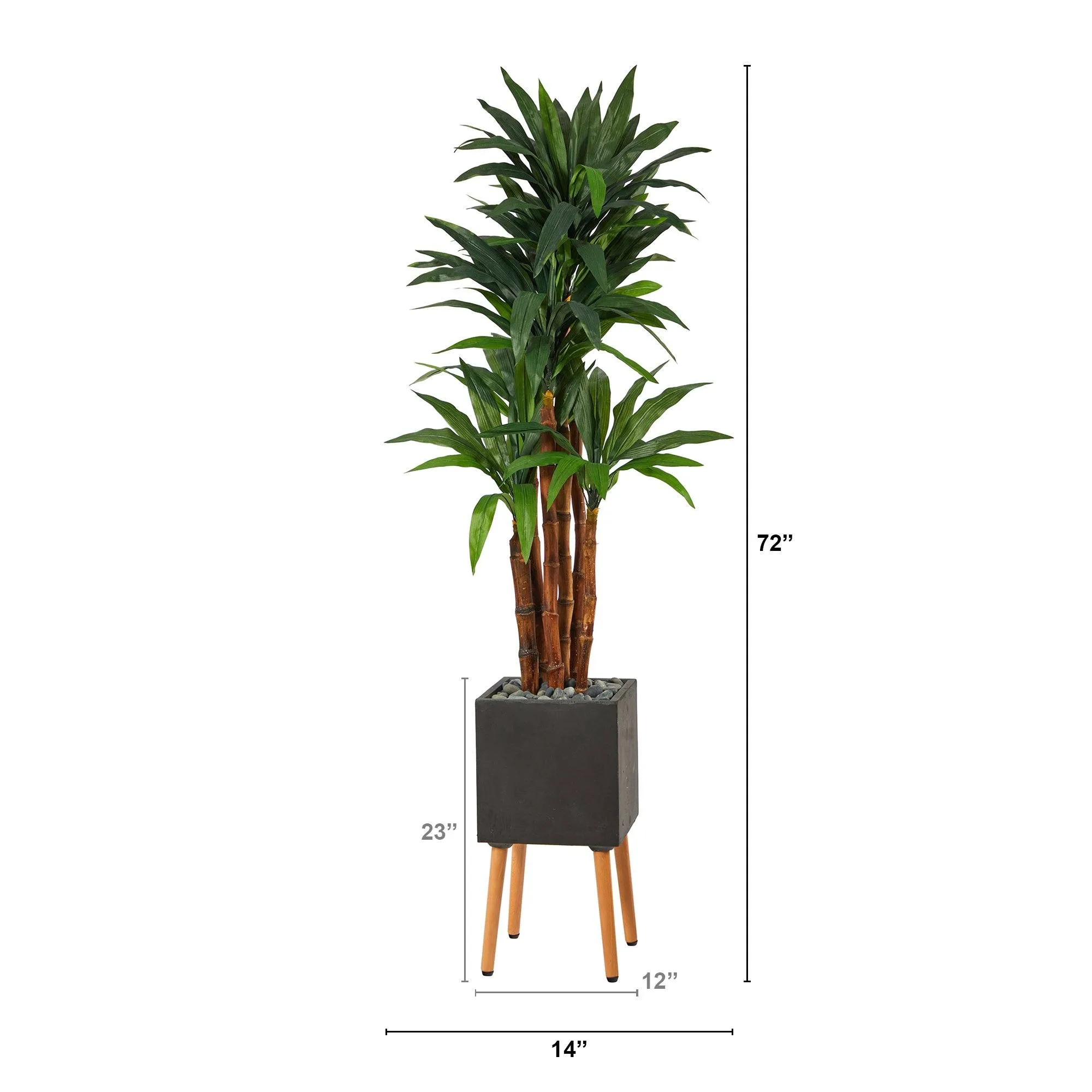 6’ Dracaena Artificial Tree in Black Planter with Stand