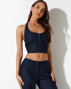 Aegir Crop Top in Denim Blue Chambray