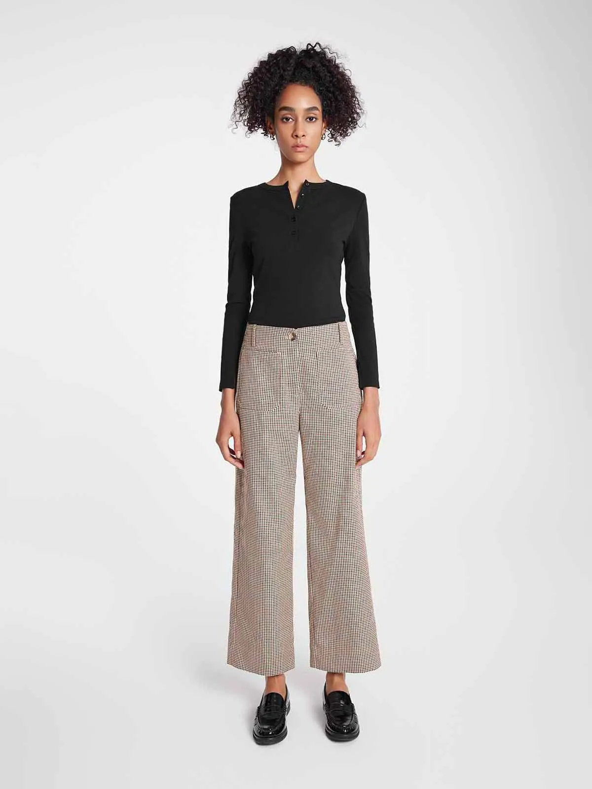 ASOBIO Cropped Mid-Rise Straight Leg Trousers