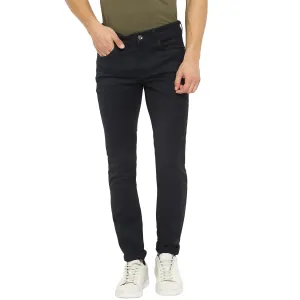 Black Narrow Fit Self Design Trouser