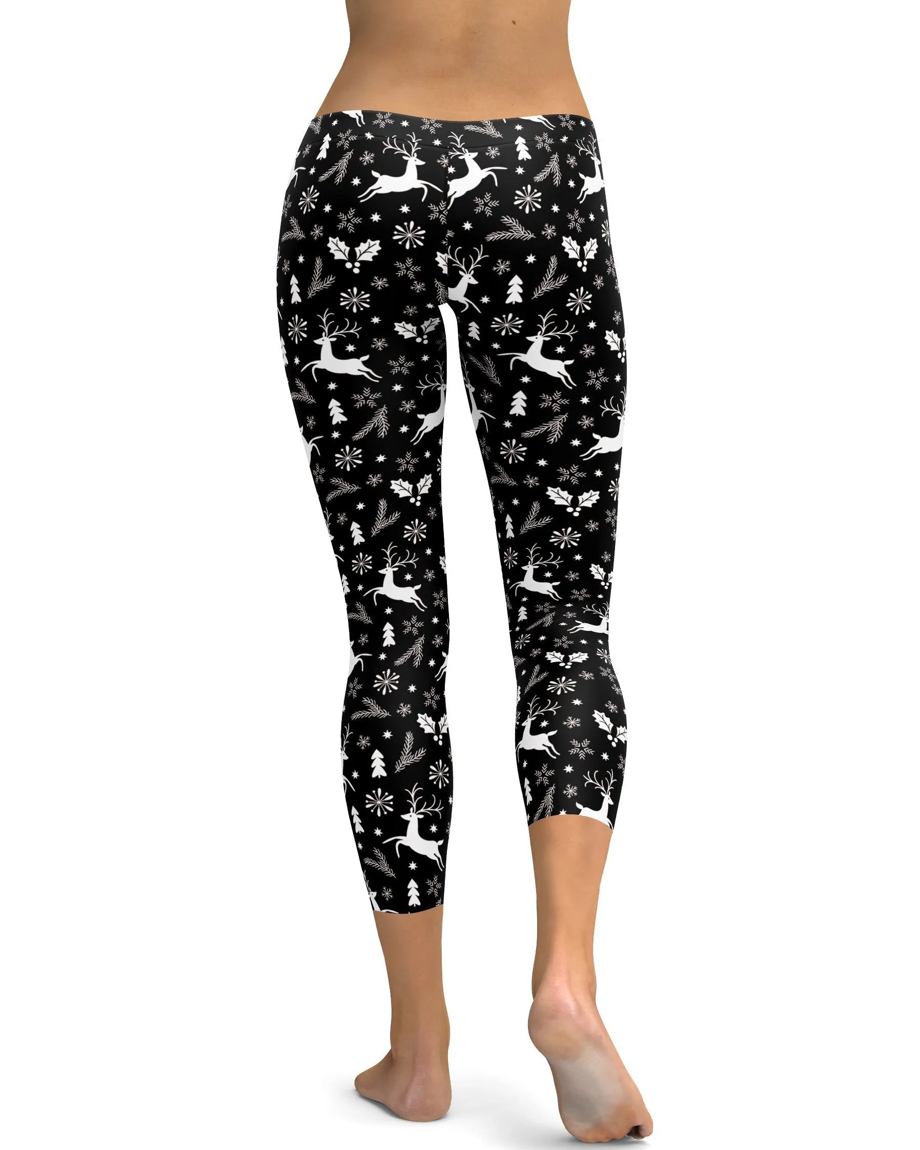 Black Reindeer Christmas Capris