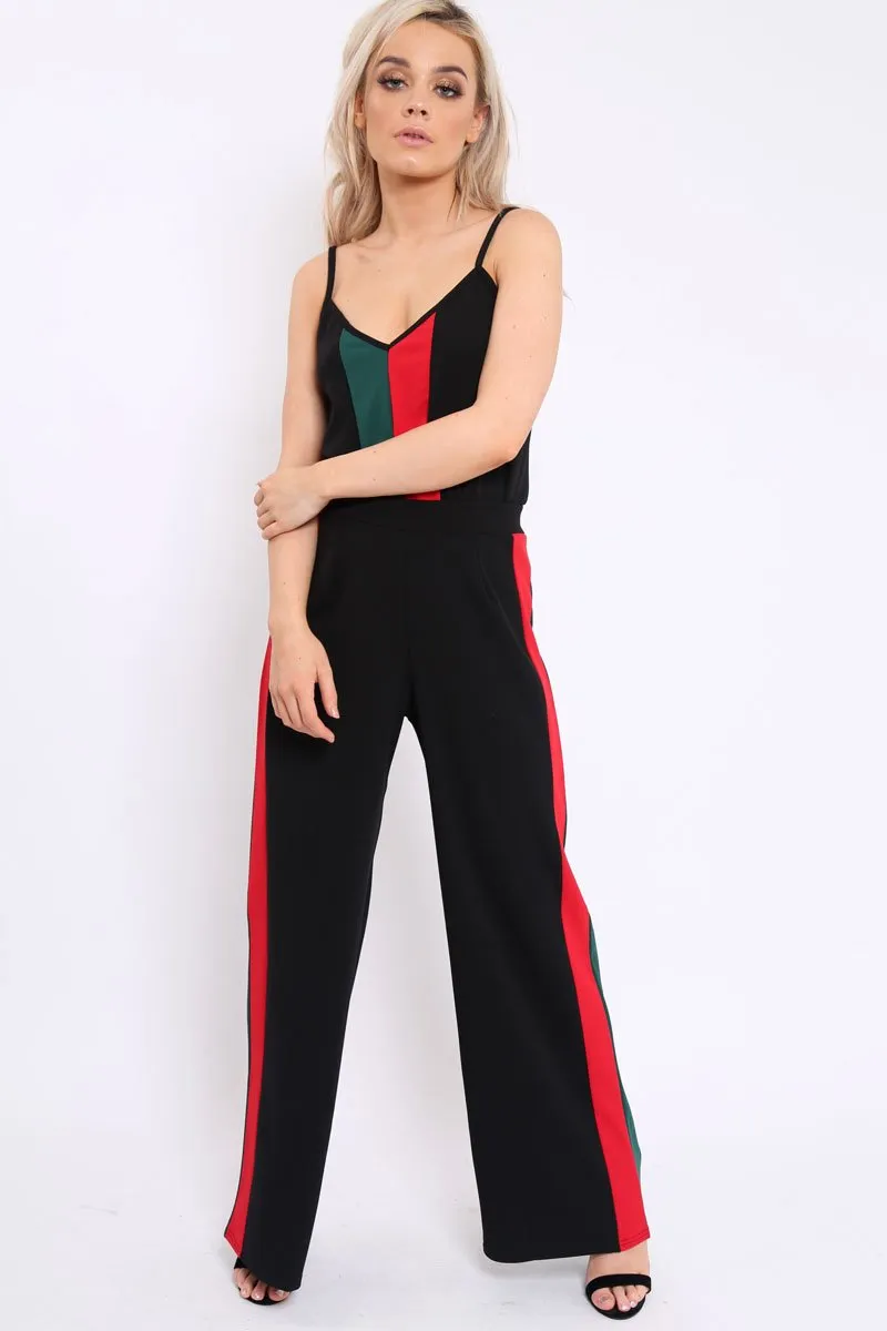 Black With Khaki And Red Stripe Co-ord Set - Anora