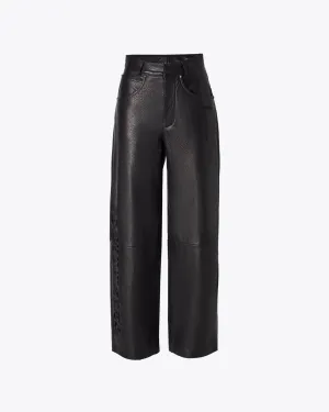 BLUISH BLACK NAPPA LEATHER PANTS WITH LINING