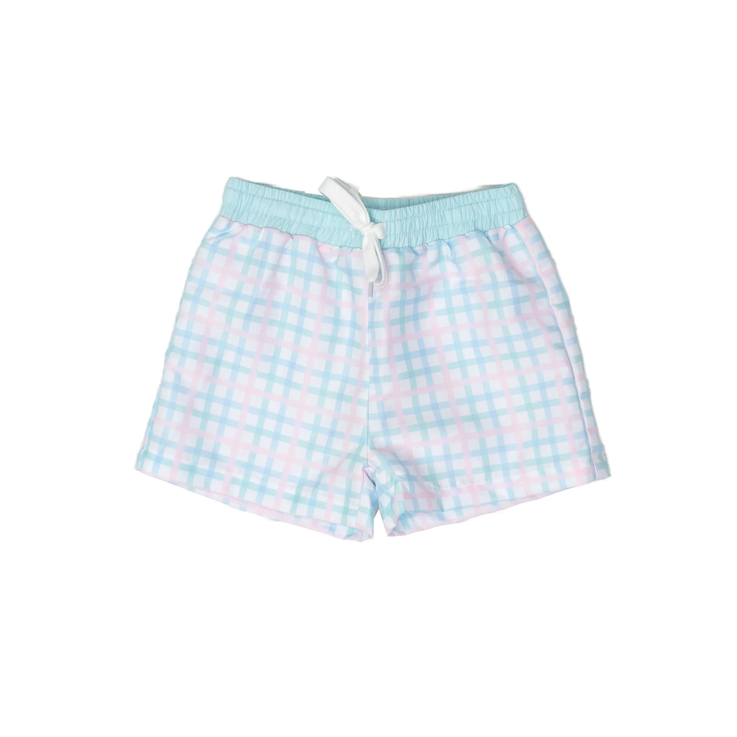 Boys Pastel Plaid Plaid Swim Trunks UPF50