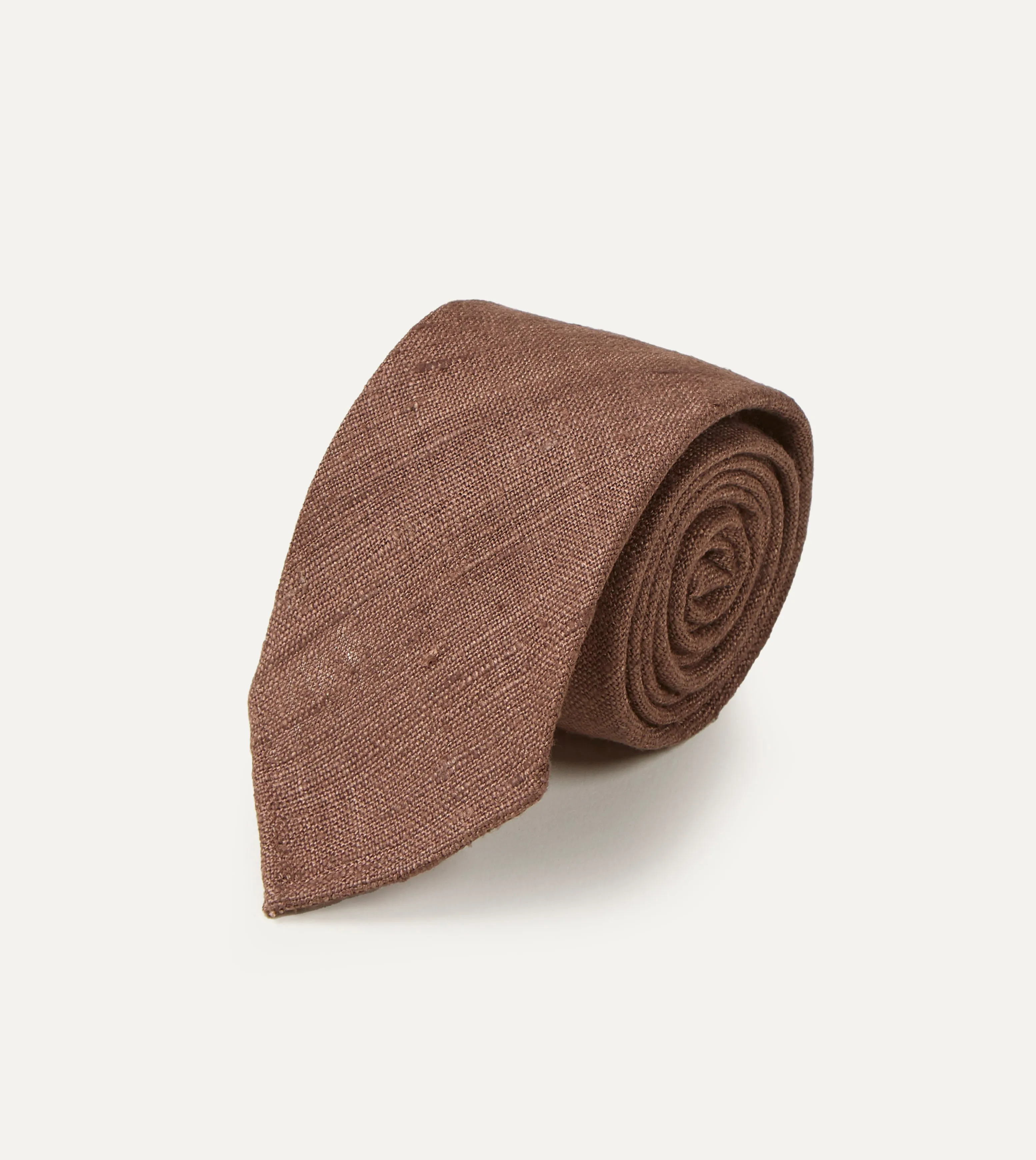 Brown Tussah Hand Rolled Silk Tie