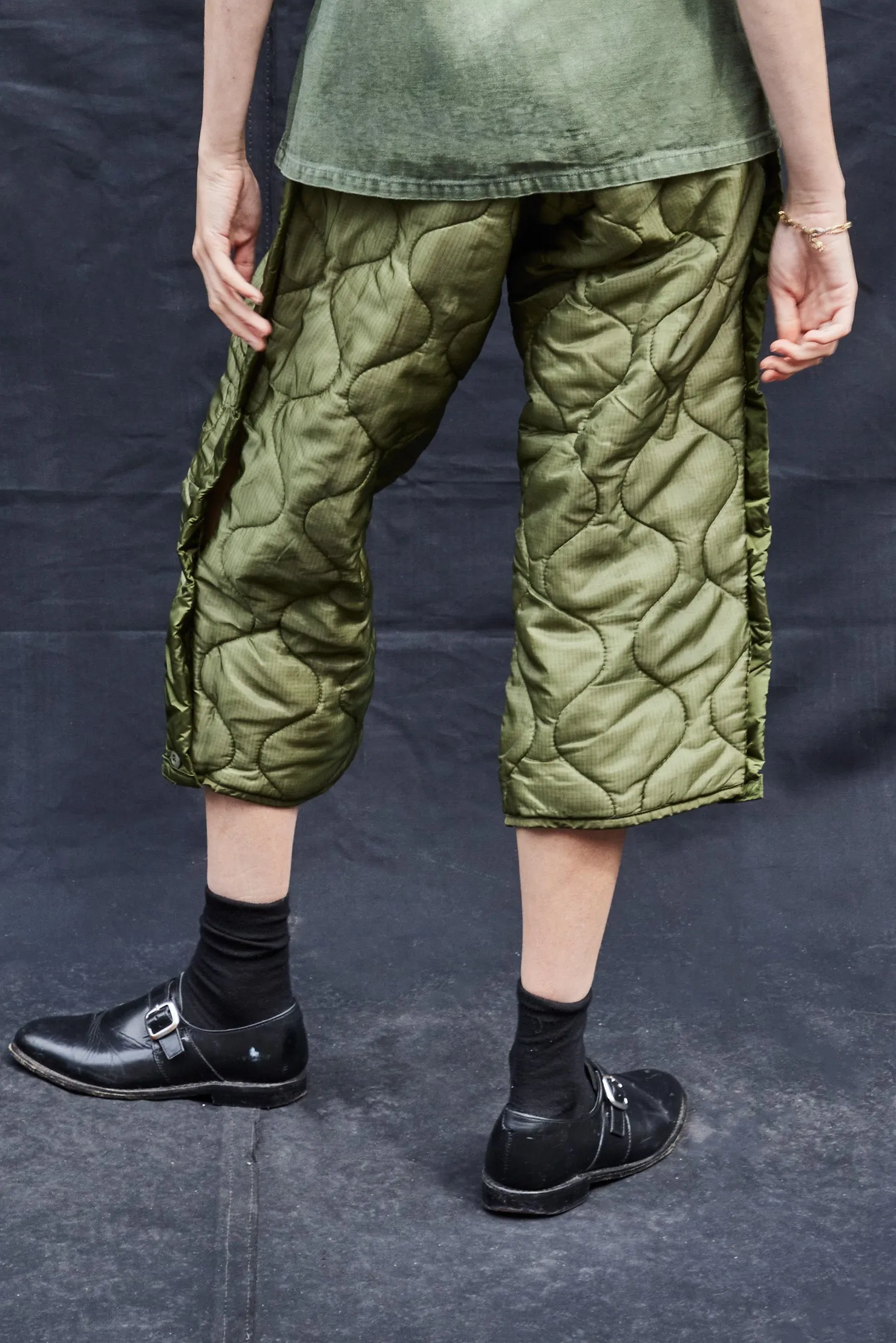 Button Quilted Cropped Trousers