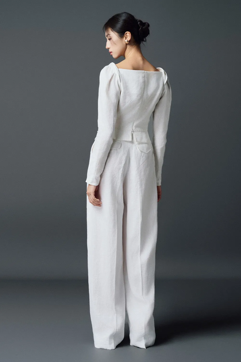 Catharin Straight Ribbed Polycotton Floor Length Trousers