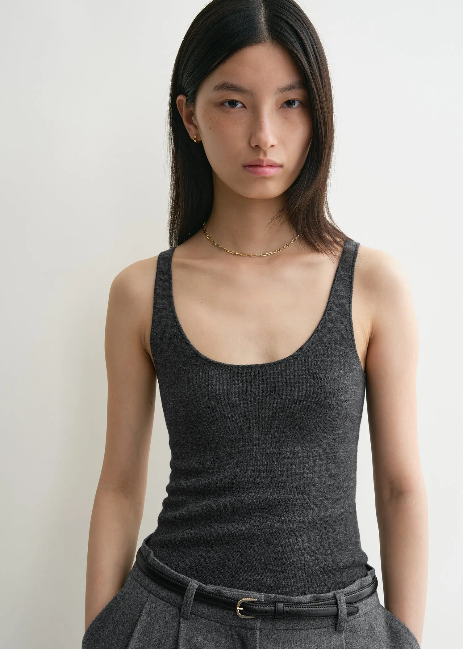 Compact knit tank grey melange