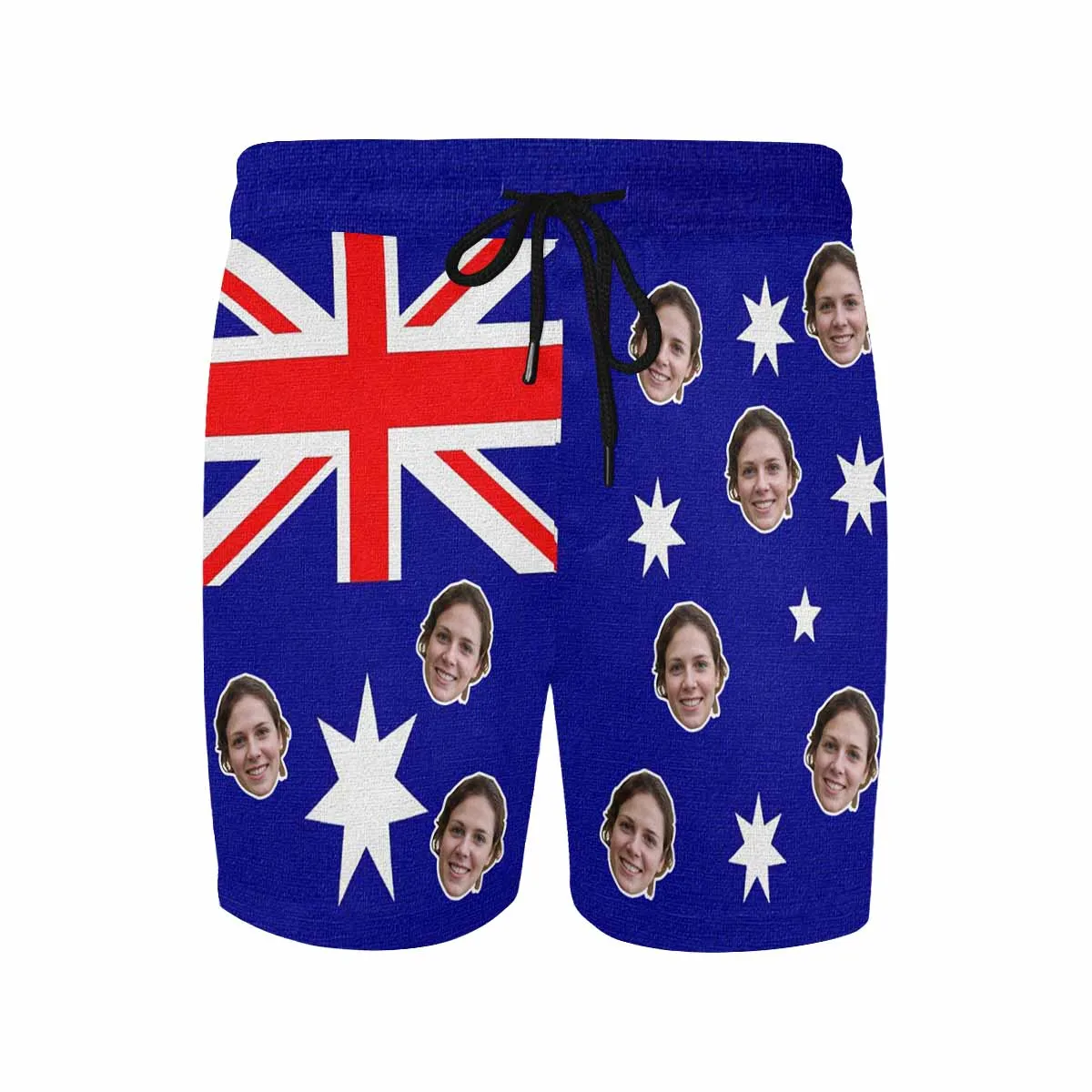 Custom Face Swimming Trunks Australian Flag Men's Quick Dry Swim Shorts Customized Swim Trunks with Girlfriend's Face