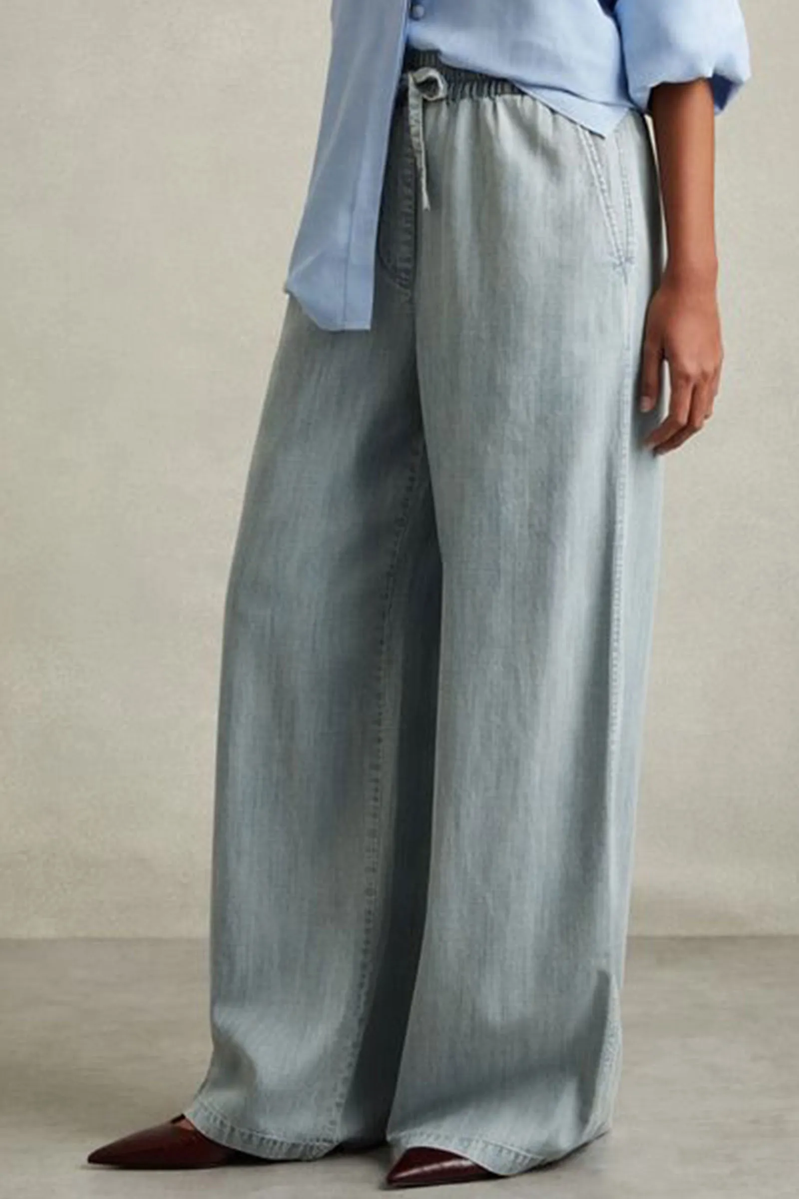 Denim Look Wide Leg Trousers