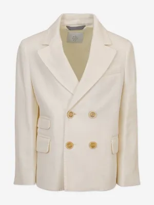 Eleventy Boys Wool Blazer in Ivory