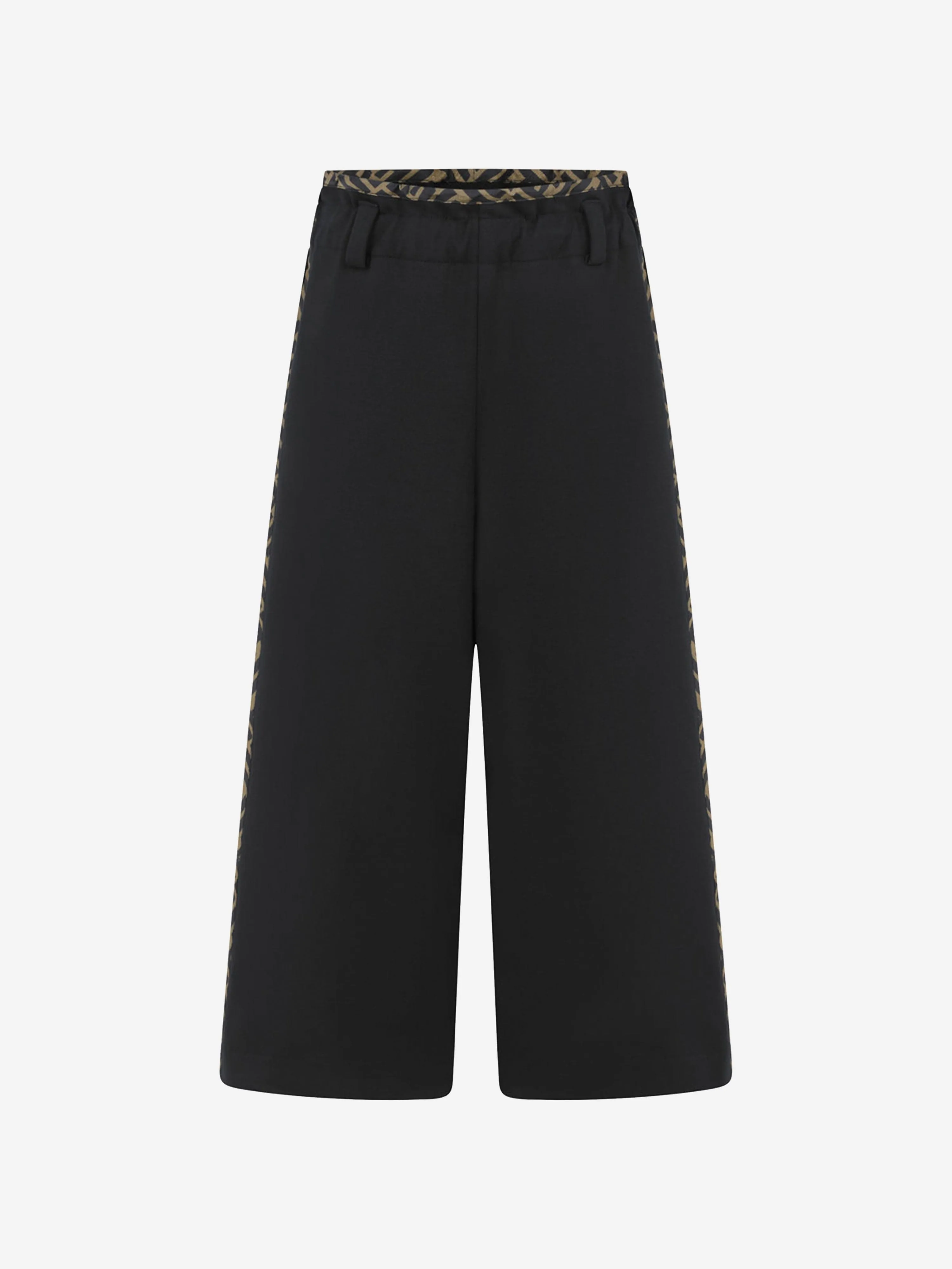 Fendi Girls Black Wide Leg Logo Trousers