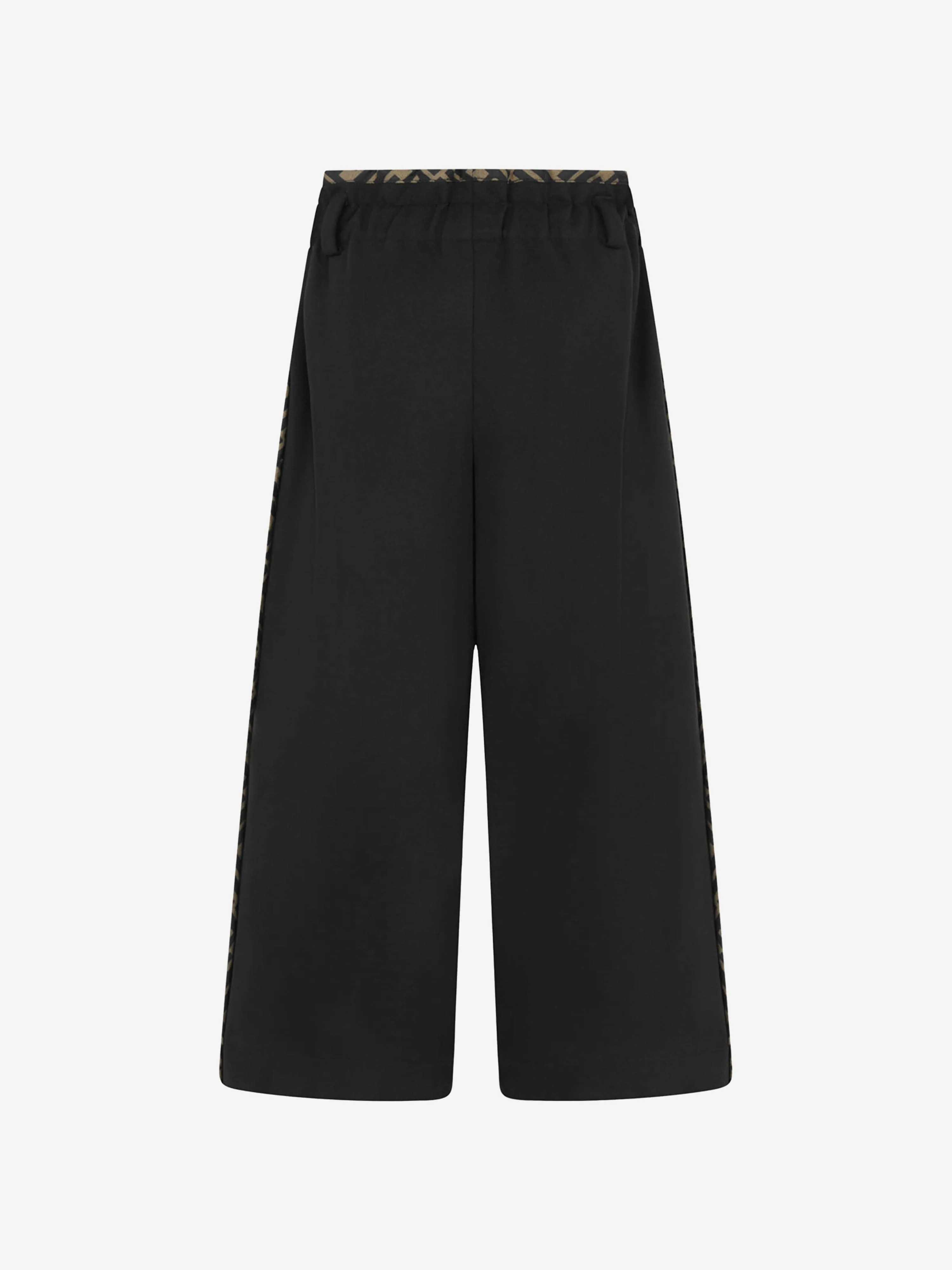 Fendi Girls Black Wide Leg Logo Trousers