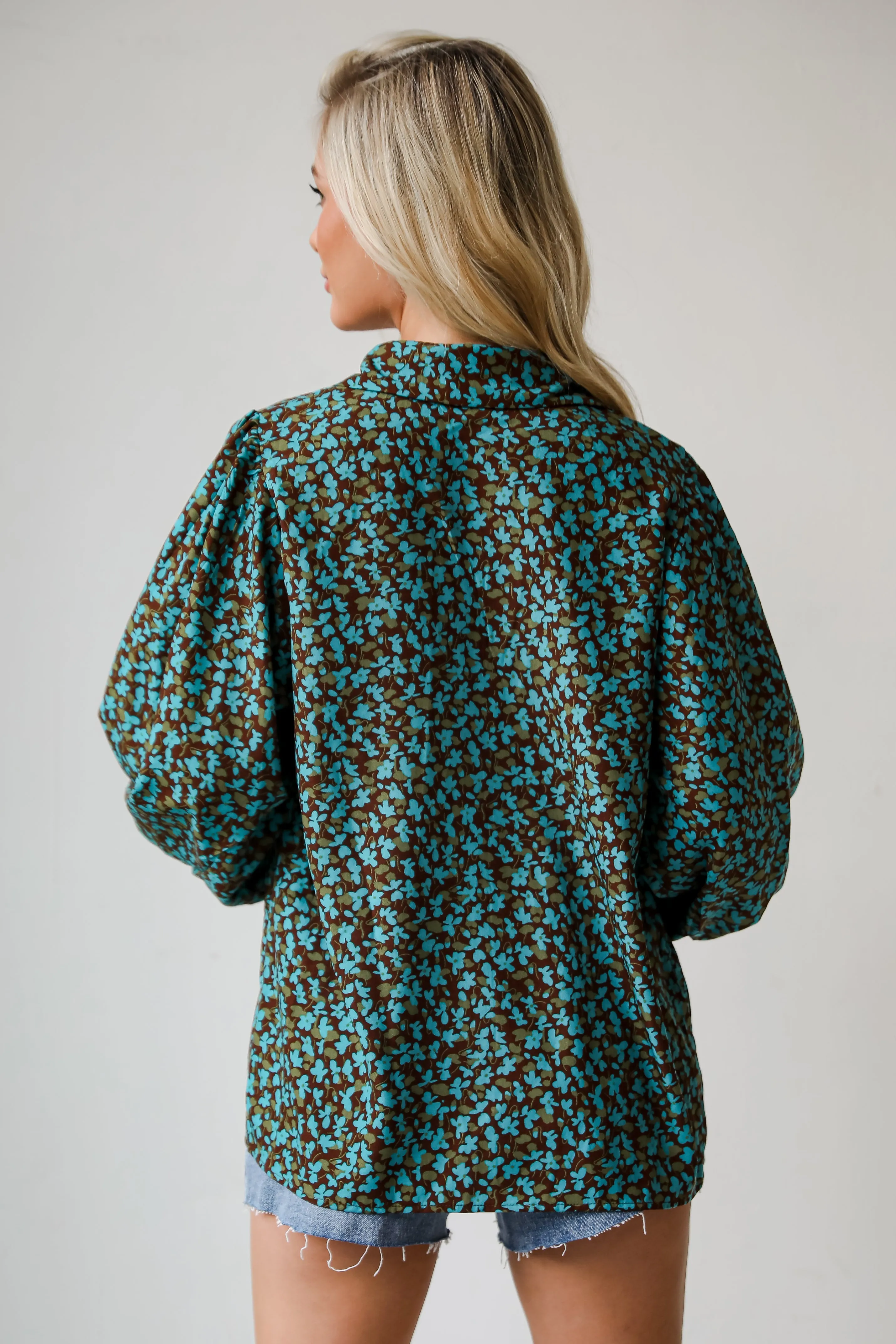 FINAL SALE - Poised Flare Brown Floral Blouse