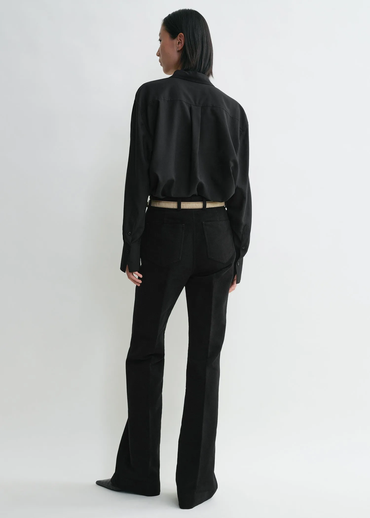 Flared moleskin trousers black