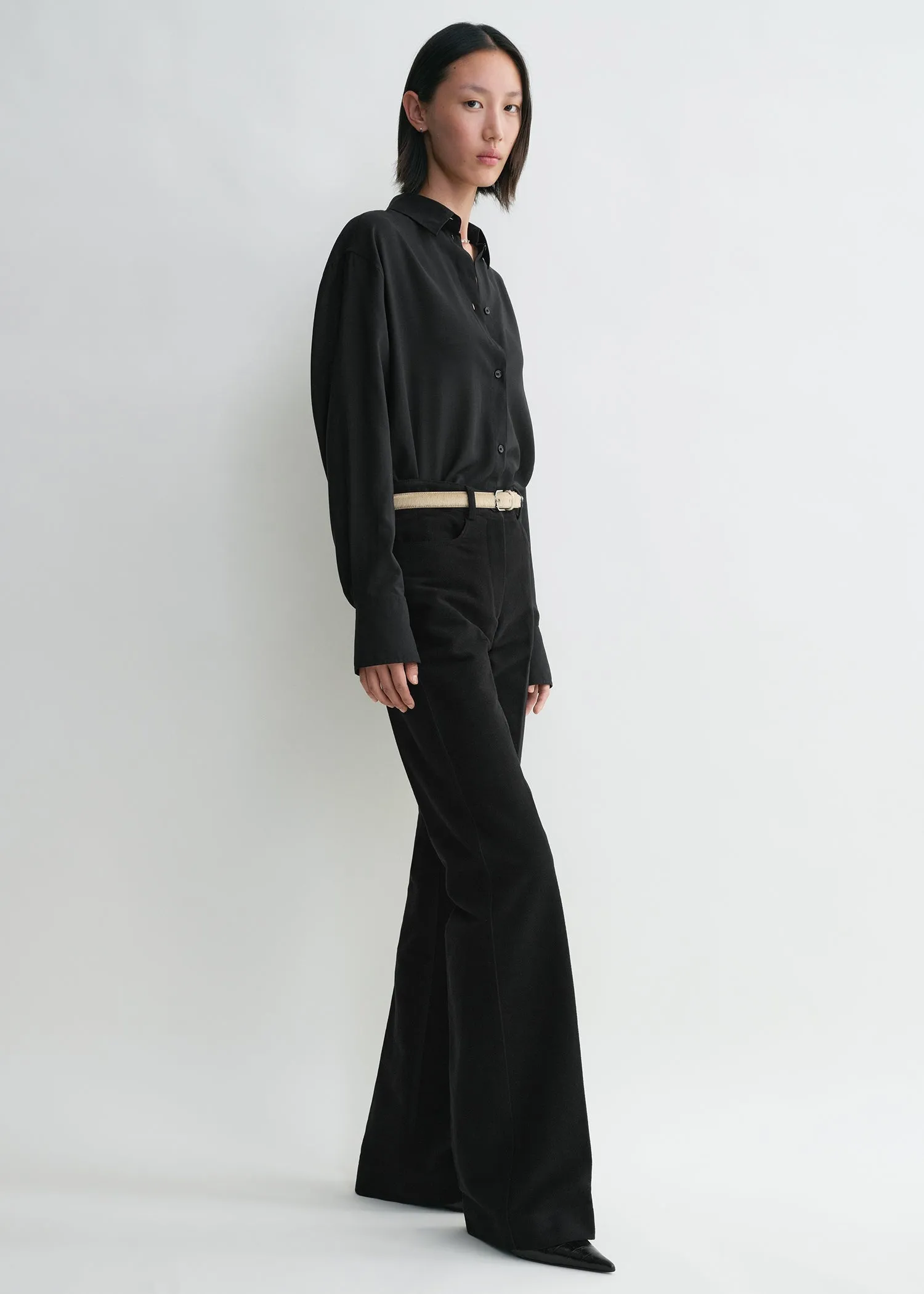 Flared moleskin trousers black