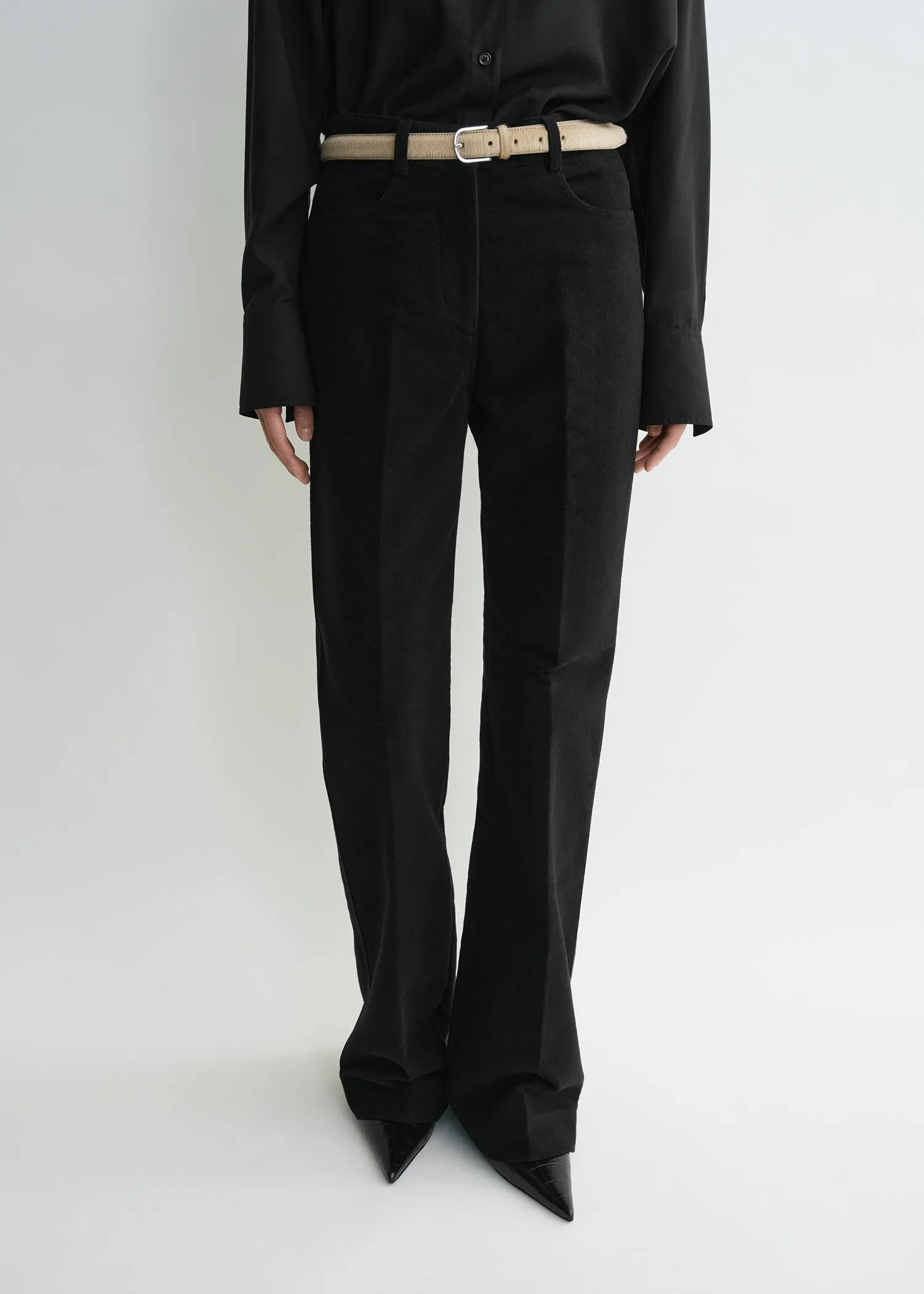 Flared moleskin trousers black