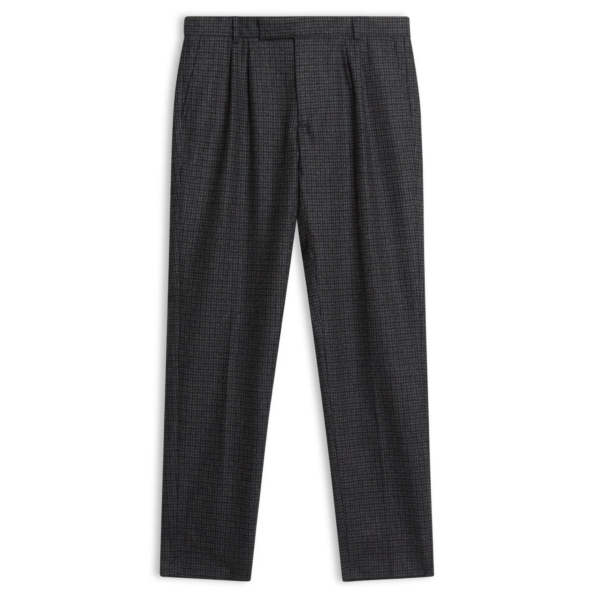 Fox Brothers Flannel Houndstooth Trousers - Grey