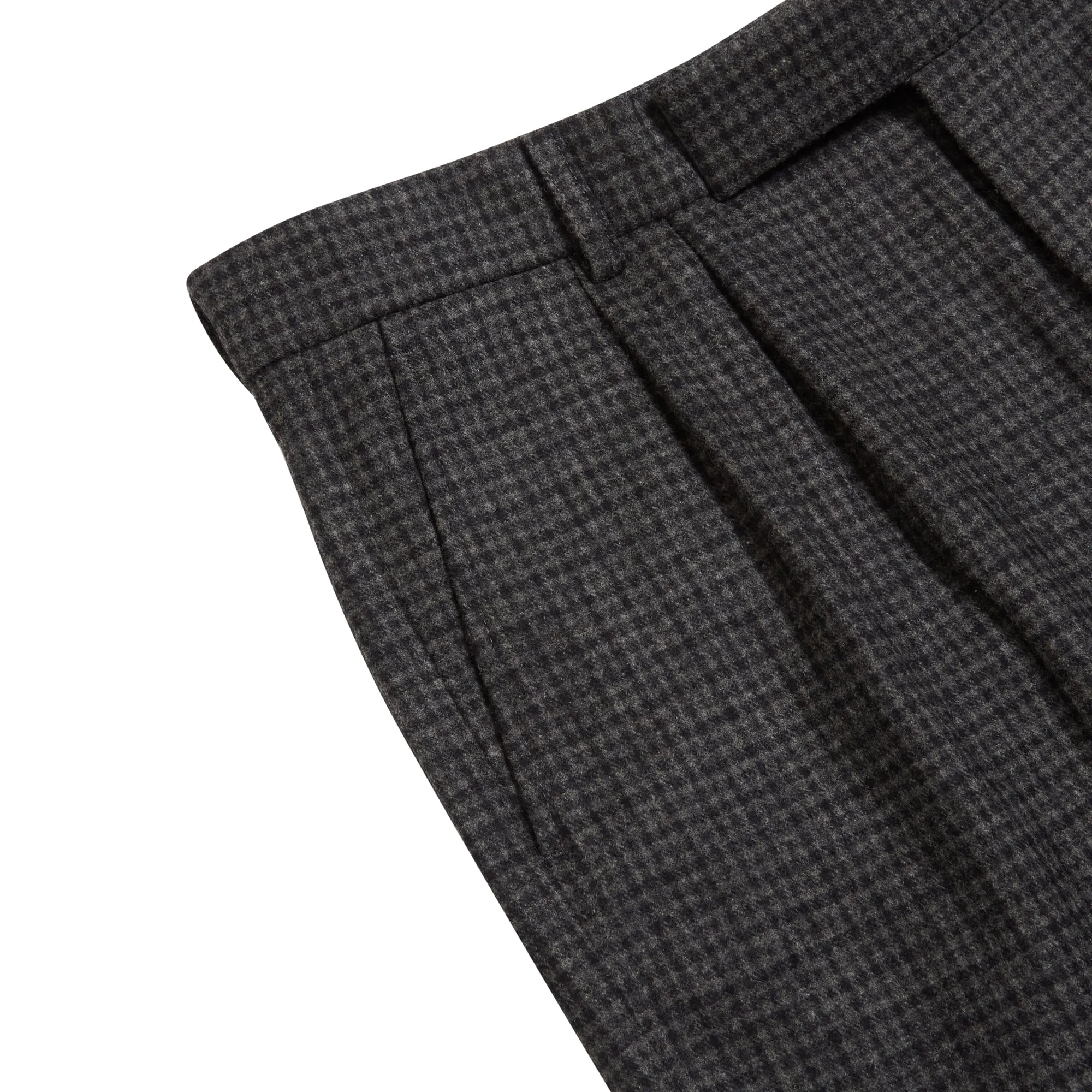 Fox Brothers Flannel Houndstooth Trousers - Grey