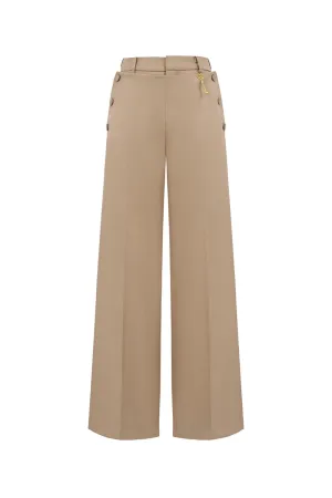 Hazel Straight Button Chino Floor Length Trousers