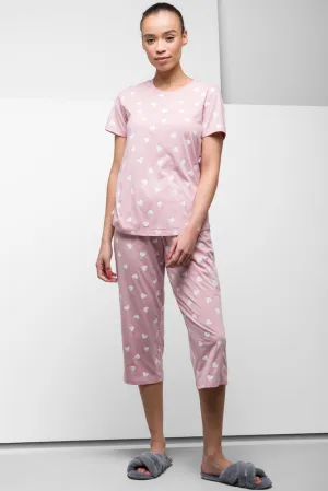 Heart Capri Pyjamas Pink