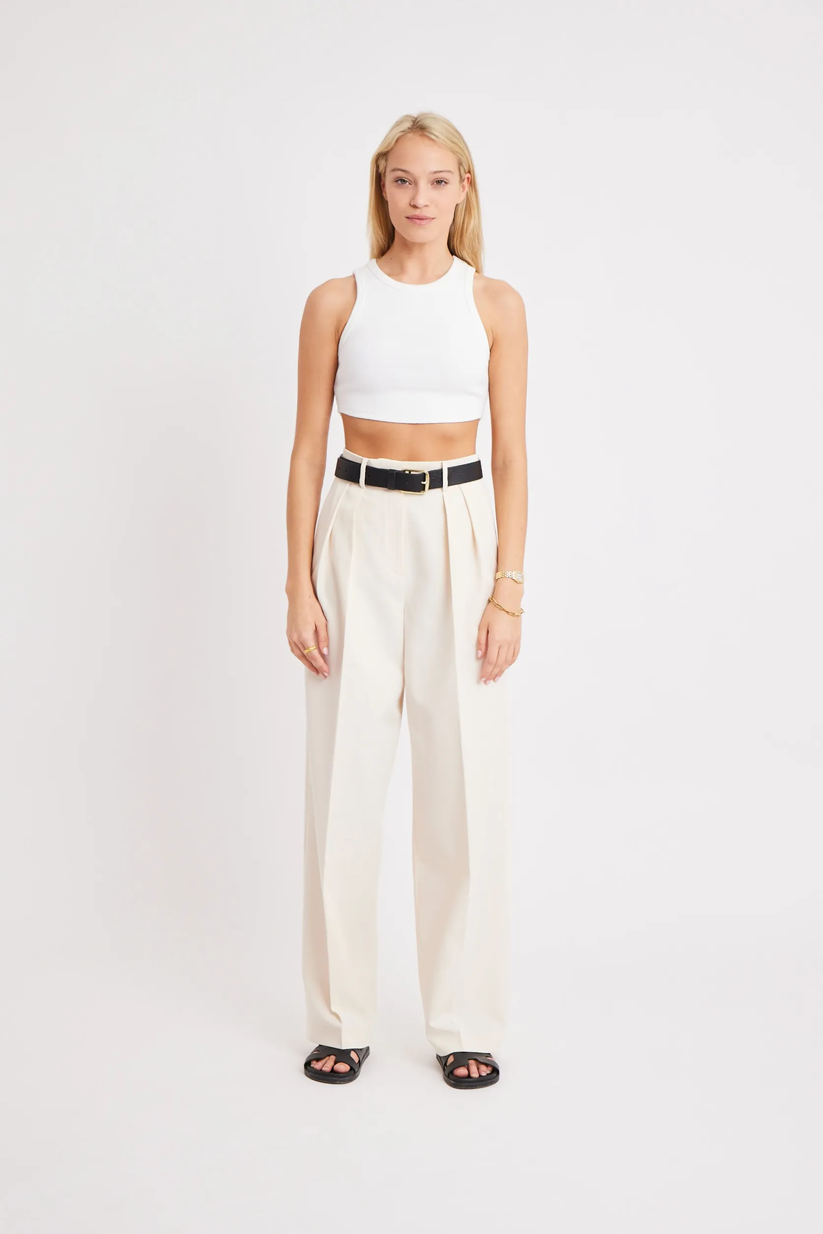 Heavy Ribbed Cropped Vest - Ivory