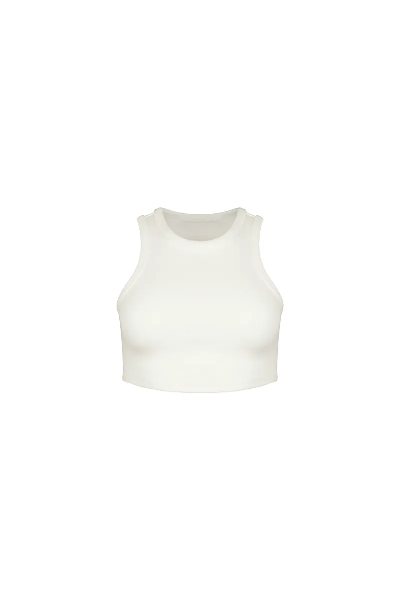 Heavy Ribbed Cropped Vest - Ivory