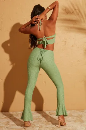 Lace Up Back Trousers in Green