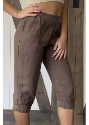 Linen Collection Mocha Capri Pants Made in USA