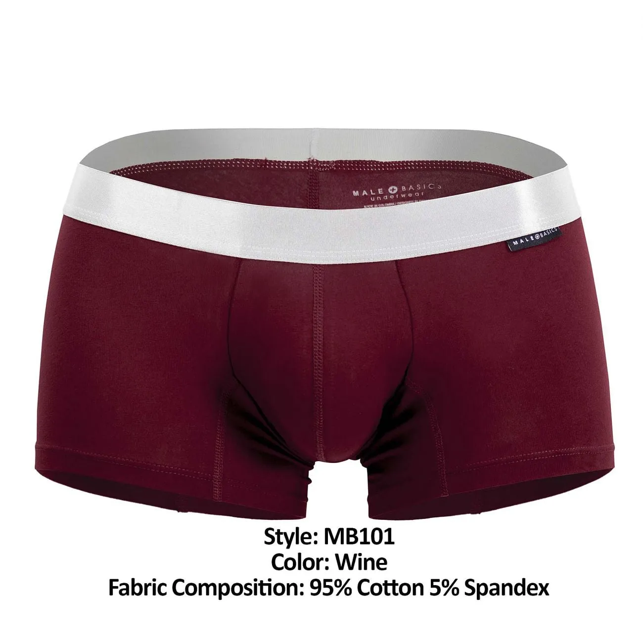 MaleBasics MB101 Classic Pima Trunks Color Wine