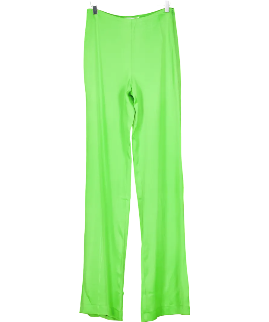 MANGO Green Penny Flowy Straight-fit Trousers UK S