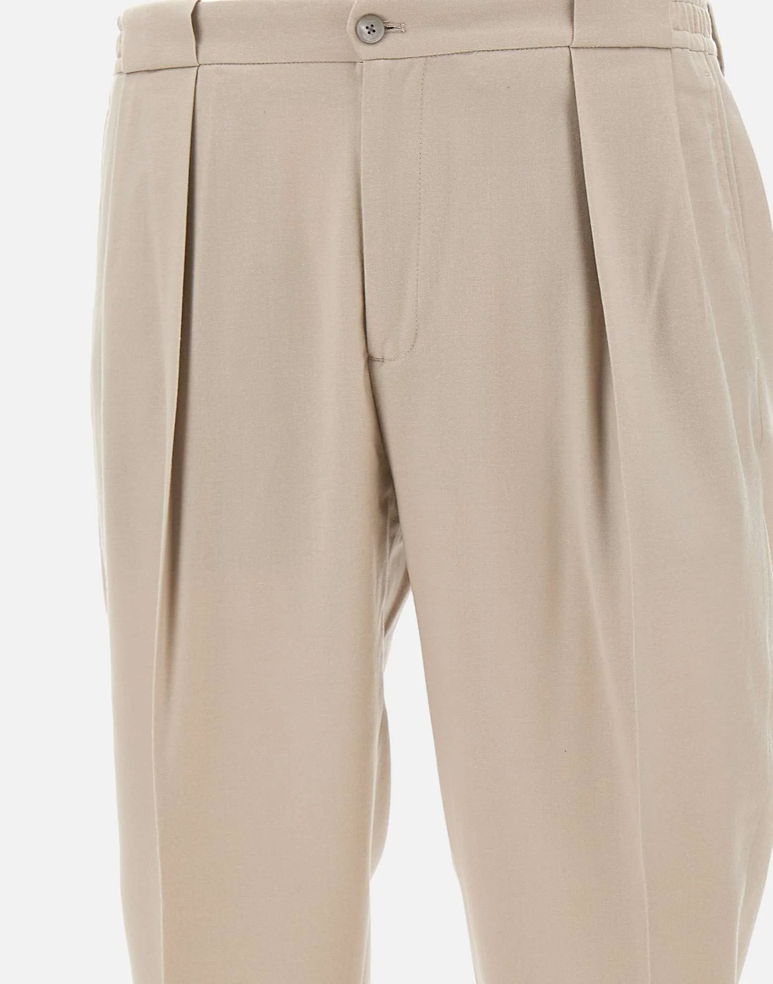 Men's Beige Wool Trousers