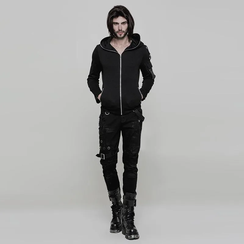 Men's Personality Distressed Mesh-paneled Skinny Trousers