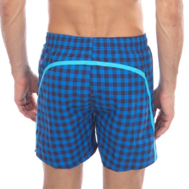 MEN'S SMALL CHECK BOXER SWIM SHORTS