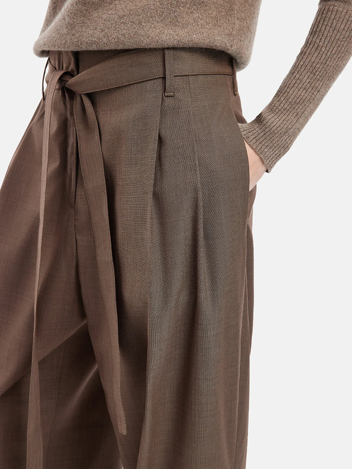 Minimalist Wool Pleated Trousers