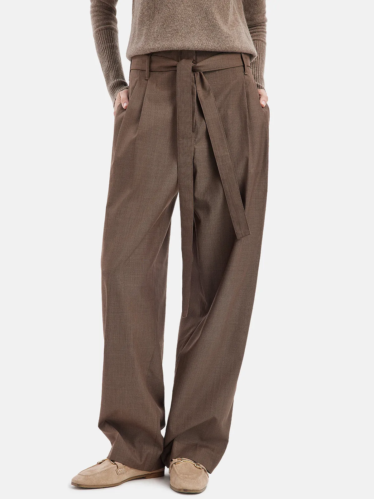 Minimalist Wool Pleated Trousers