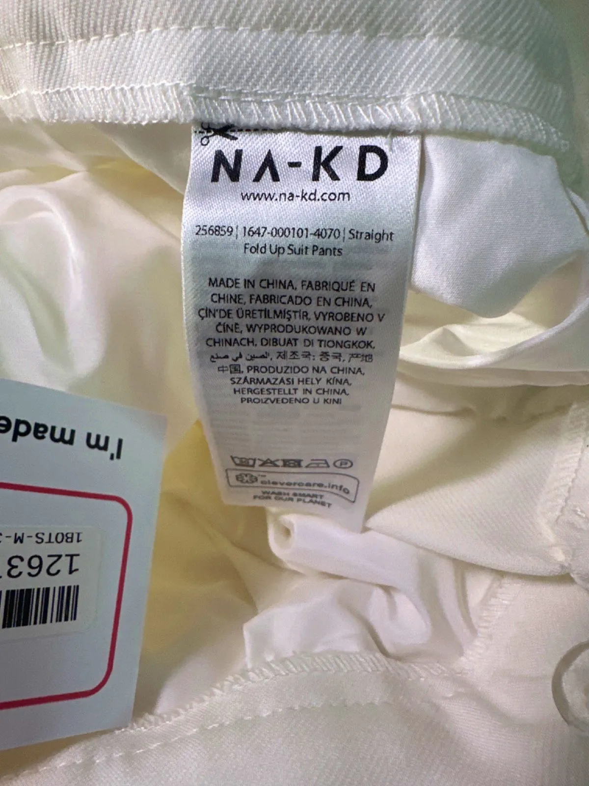 NA-KD White Fold Up Suit Pants UK 10