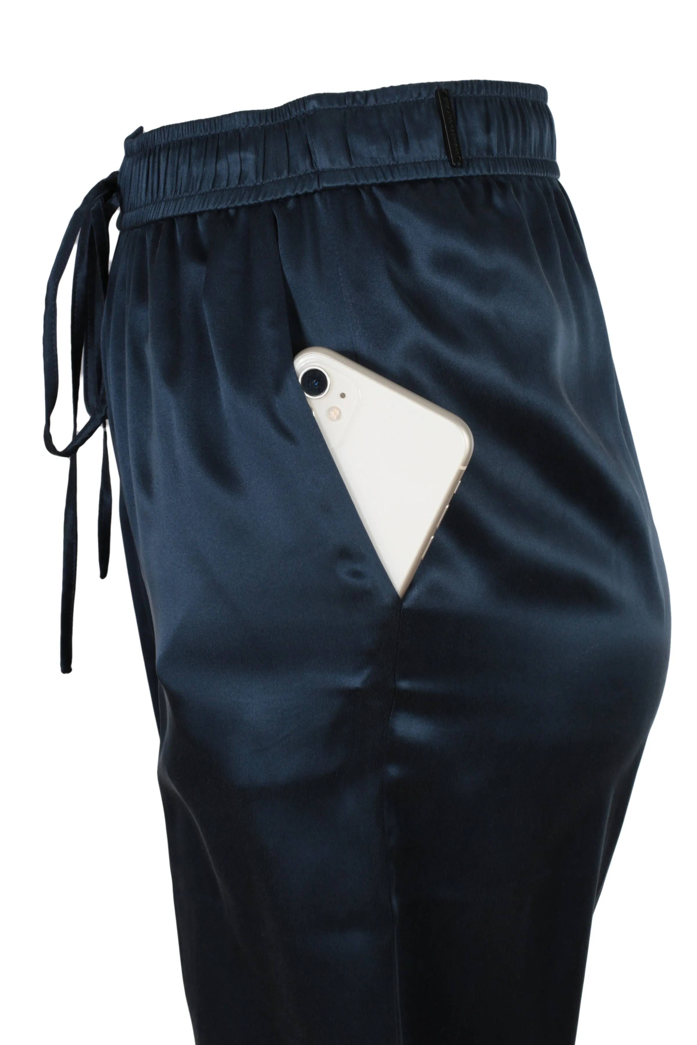 Navy Blue Nature Silk Trousers