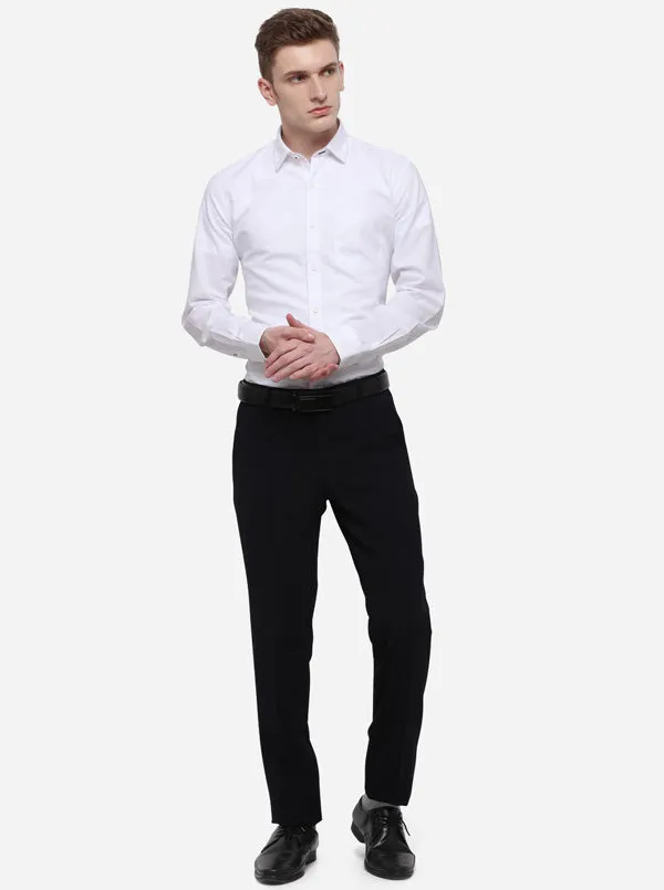 Navy Blue Solid Slim Fit Formal Trouser | JB Studio