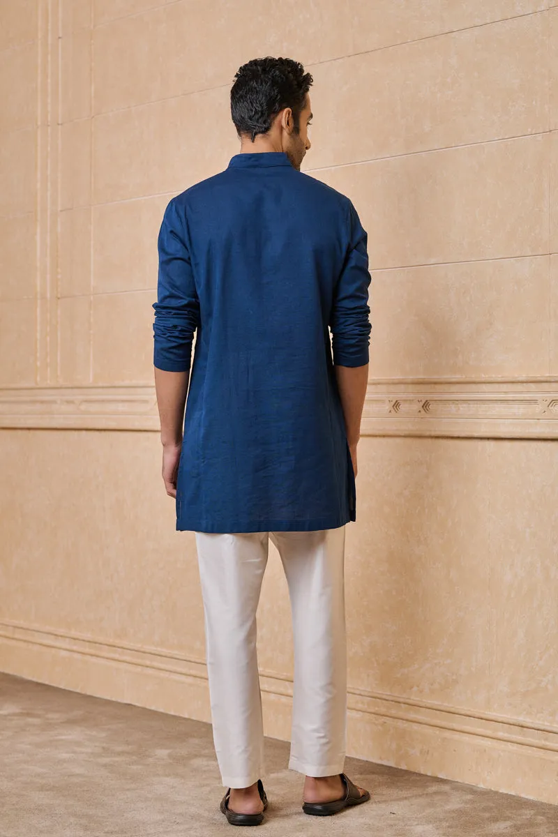 Navy Classic Zero Point Collar Single Kurta