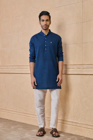 Navy Classic Zero Point Collar Single Kurta