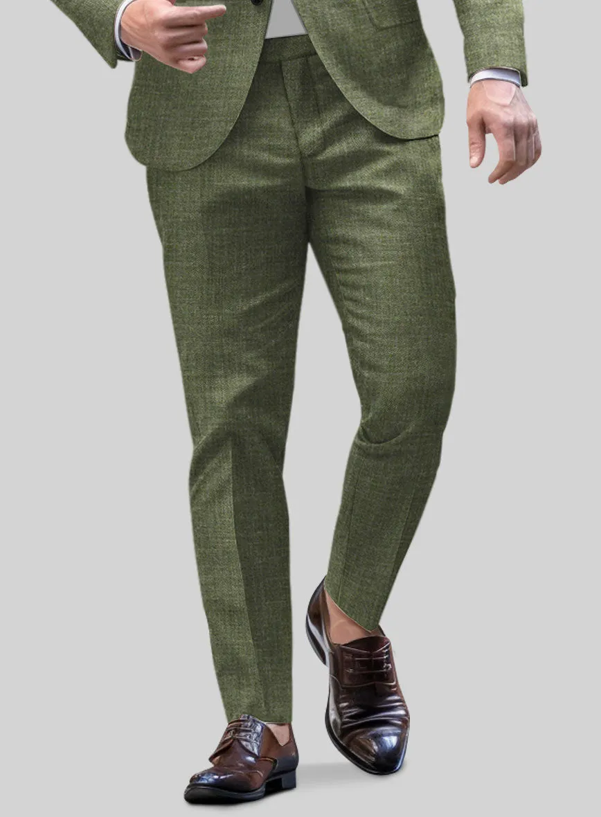 Noble Dew Green Wool Silk Linen Pants