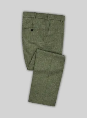 Noble Dew Green Wool Silk Linen Pants